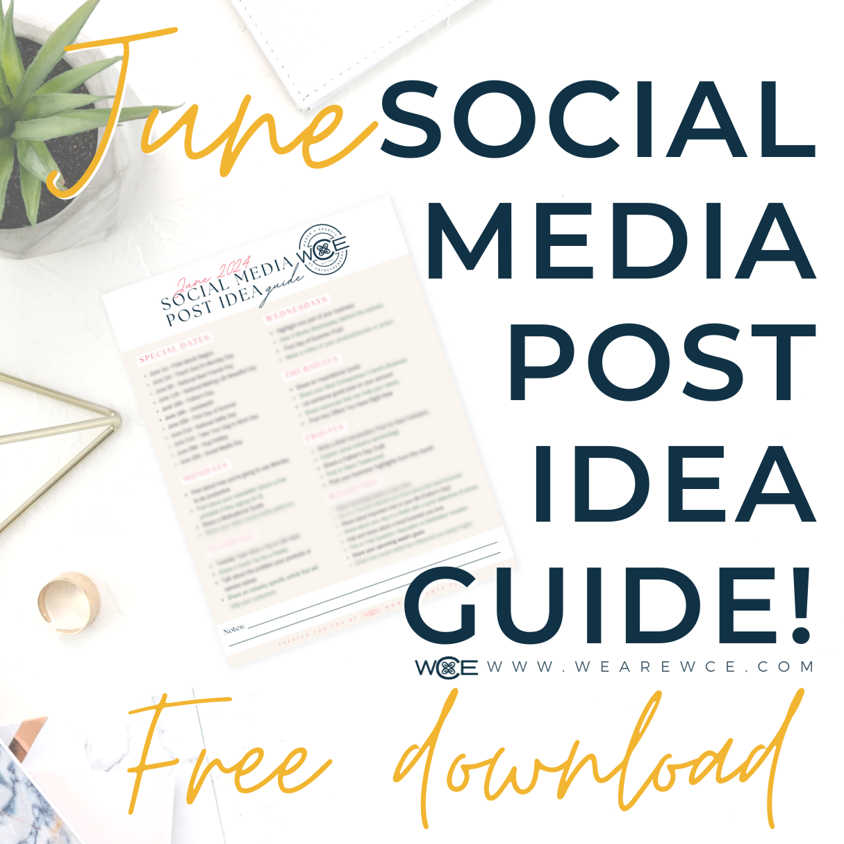 June Social Media Post Idea Guide! A Free Resource for Entrepreneurs ...
